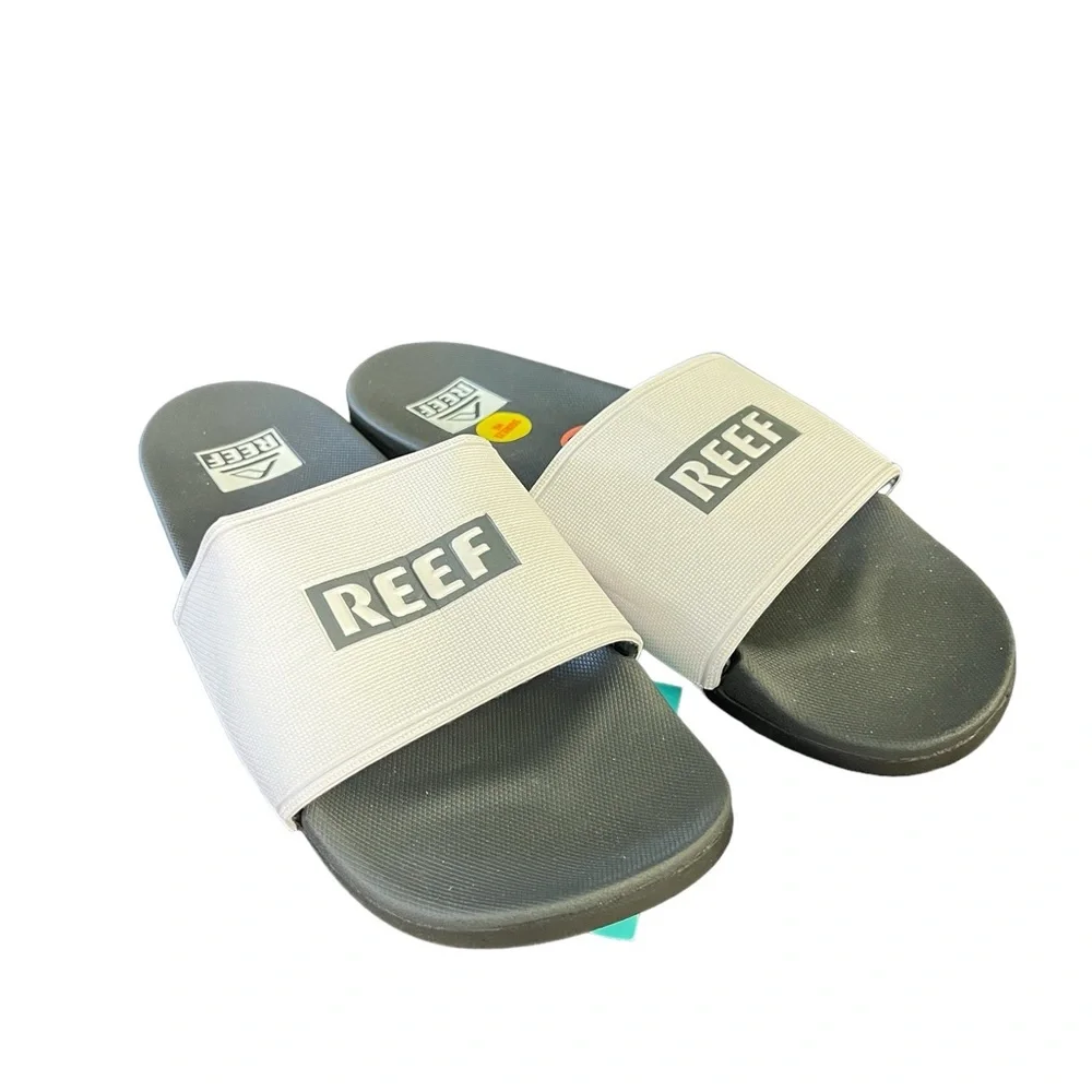 Reef Men's Black and White Slide Sandals